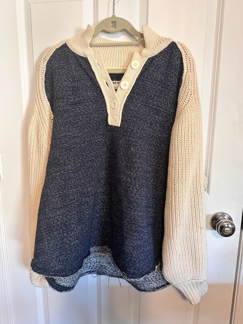 WE THE FREE Marco Polo Long-Sleeve Sweater Top in Navy Combo Medium